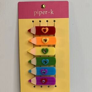 Piper K Back to School Crayon Hair Clips 6 Each Rainbow Color